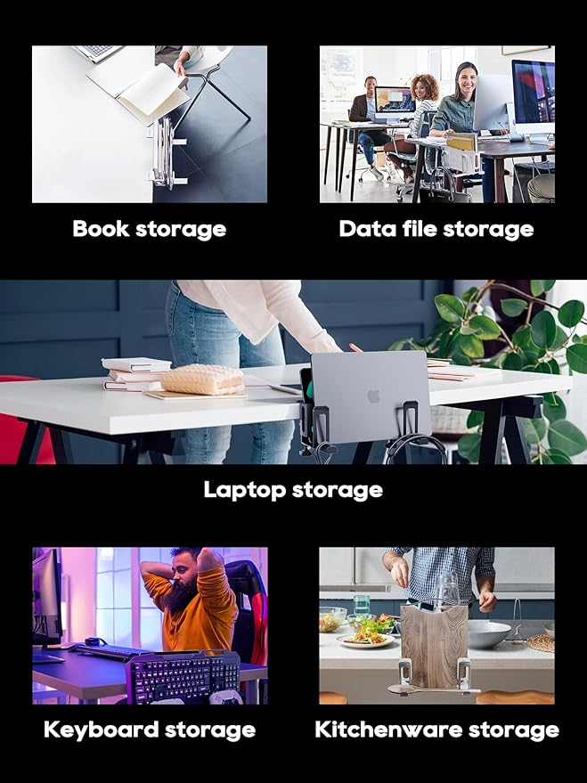NODOCA 2-Slot Laptop Storage for Desk, Vertical Laptop Stand for Desk, MacBook Vertical Stand, with Headphone Holder, Desk Side Storage for MacBook/Surface/Samsung/HP/Dell[L, Black]