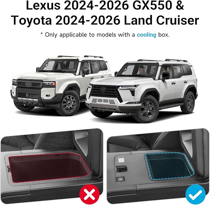 Center Console Organizer Tray for Toyota 2024 2025 2026 Land Cruiser Prado 250 & for Lexus 2024 2025 2026 GX550 Accessories Coin Holder Armrest Storage Box (Only Fit Cool Models)