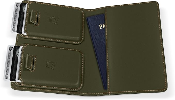Kings Loot Passport Holder Wallet – RFID Blocking Leather Travel Wallet with Built-in Airtag Holder – Holds 1-6 Cards & Passport – Easy Pull Tab – Slim & Stylish Wallets (Sage)