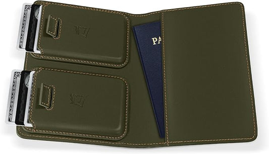 Kings Loot Passport Holder Wallet – RFID Blocking Leather Travel Wallet with Built-in Airtag Holder – Holds 1-6 Cards & Passport – Easy Pull Tab – Slim & Stylish Wallets (Sage)