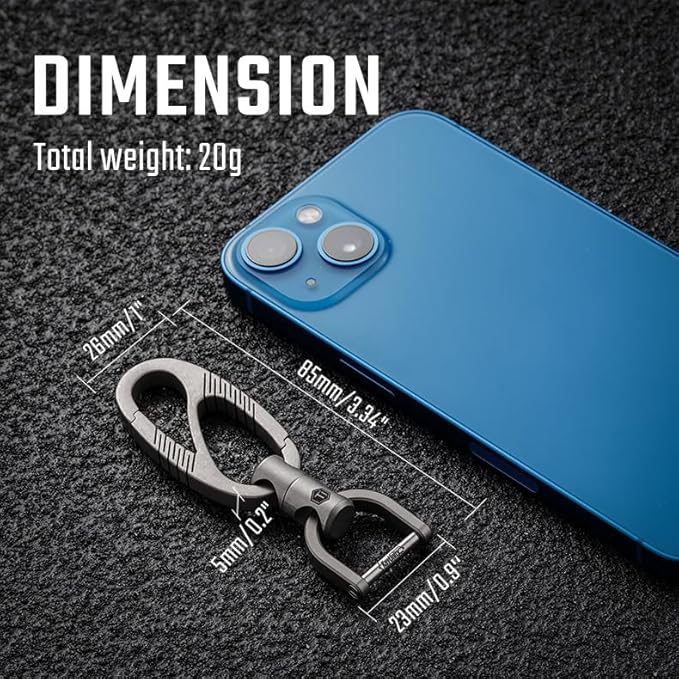 KeyUnity Titanium Carabiner Keychain Clip, Dual-Gate Quick Release EDC Key Ring Holder Organizer for Men and Women