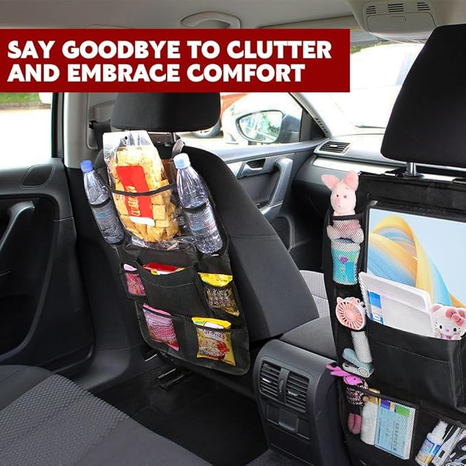Car Backseat Organizer, Car Organizers and Storage, Kick Mats Back Seat Protector with Touch Screen Tablet Holder, Road Trip Storage Essentials Car Storage Pocket for Car And Truck (1PCS)