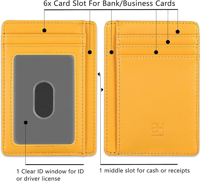 GH GOLD HORSE Slim RFID Blocking Card Holder Minimalist Leather Front Pocket Wallet for Women | Slim