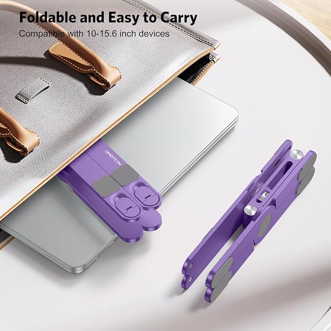 OMOTON 360° Rotating Laptop Stand Riser for Desk, Ergonomic Foldable Computer Stand Adjustable Height Angles for Collaborative Work, Easy Storage Fit Macbooks,All Laptops up to 16 inches, Purple