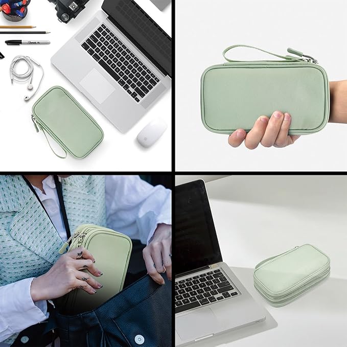 CAAORDKSO Cord Organizer Travrel Bag, Electronic Organizer Travel Case, Water Resistant Cable Organizer Pouch for Cable, Cord, USB, Charger, Phone, Power Bank, Earphone (Mint Green, Medium)