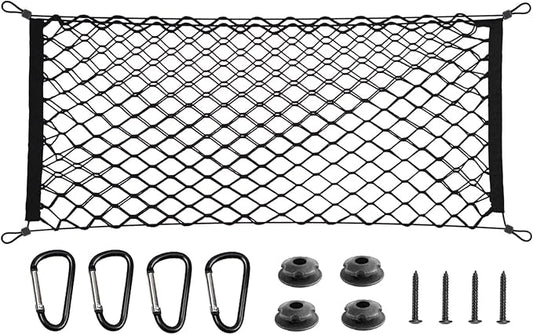 BAILALIBO Cargo Net Stretchable. Adjustable Trunk Nets for SUV, Cars, Jeep and Trucks, Small Automotive Elastic Storage Net with Hook, Car Organizer Net (43.3x15.8 Inch)