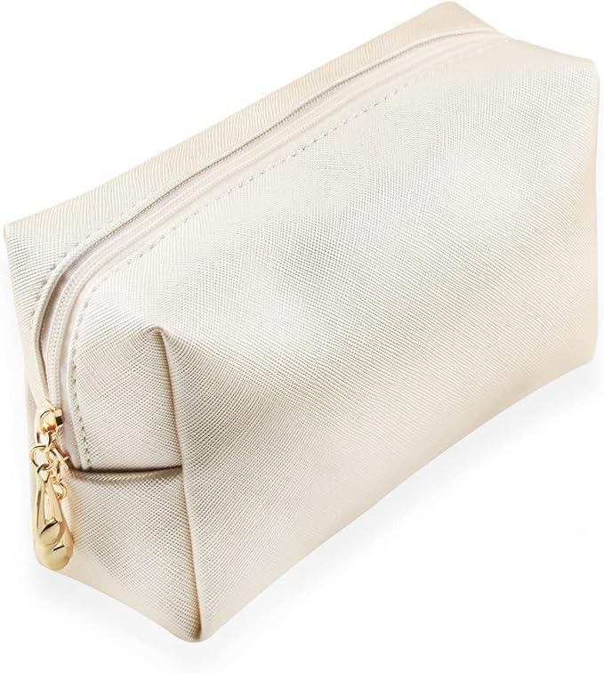 Small Makeup Bag Portable Cosmetic Bag for Women Makeup Pouch Waterproof Toiletry Bag for Travel (Beige, Normal)