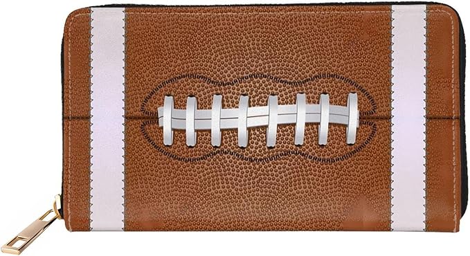 American Football Funny Leather Wallet Phone Credit Card Money Holder with Many Rooms Zipper Purse for Women Men