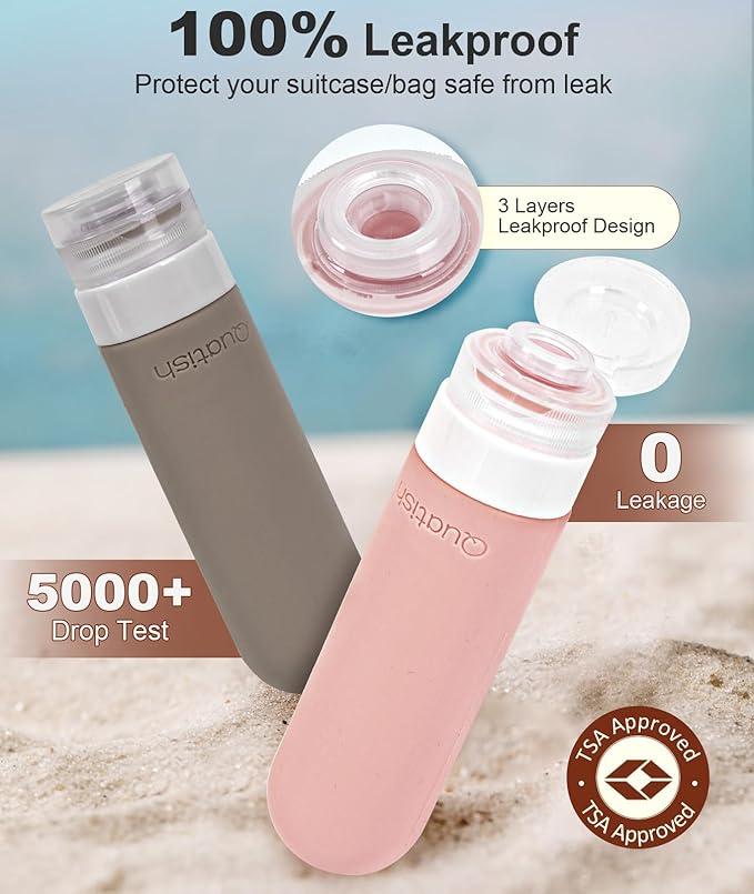 20 Pack Travel Bottles for Toiletries, Original Patented, TSA Approved Travel Size Containers, Leak Proof Silicone Shampoo and Conditioner Bottles Women & Men, Airplane Cruise Essentials, Black