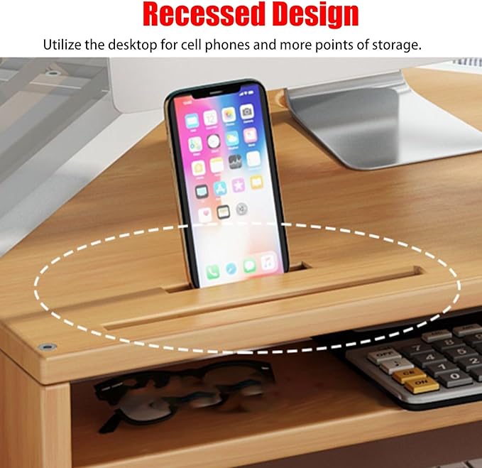 YANBI Corner Monitor Stand Office Triangle Tabletop Monitor Riser, Double-Layer Wood Corner Monitor Stand Screen Holder, Universal Computer Stand Riser with Storage (Color : Brown)