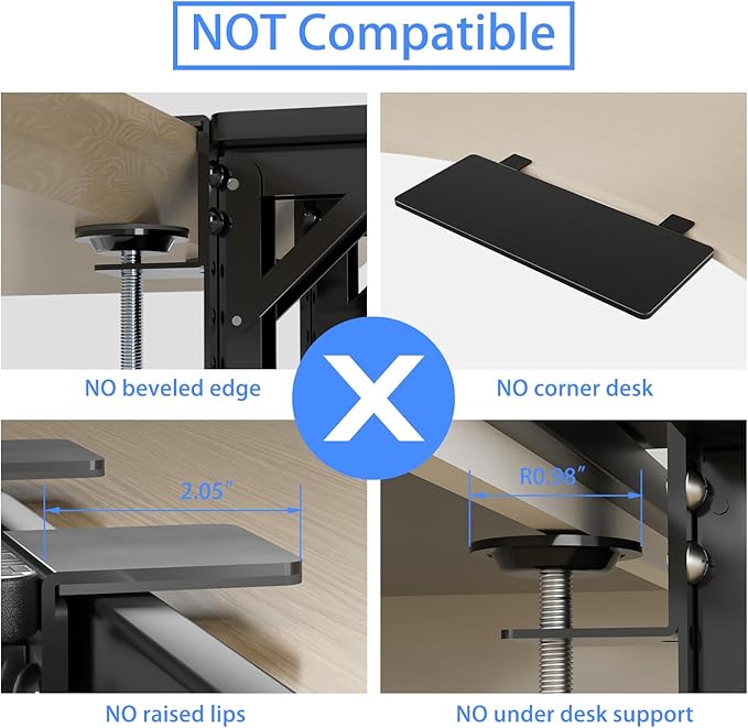 Suptek Clamp-on 9.5 x 23.6 inch Desk Extender, Wrist Support, Foldable Keyboard Tray Platform, Suitable for Office Desks, Black, DSF3LB