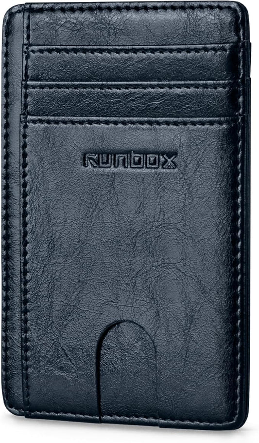 RUNBOX Slim ID Cases Minimalist Front Pocket RFID Blocking Leather Wallets for Men and Women Card Holder Wallets Gifts for men
