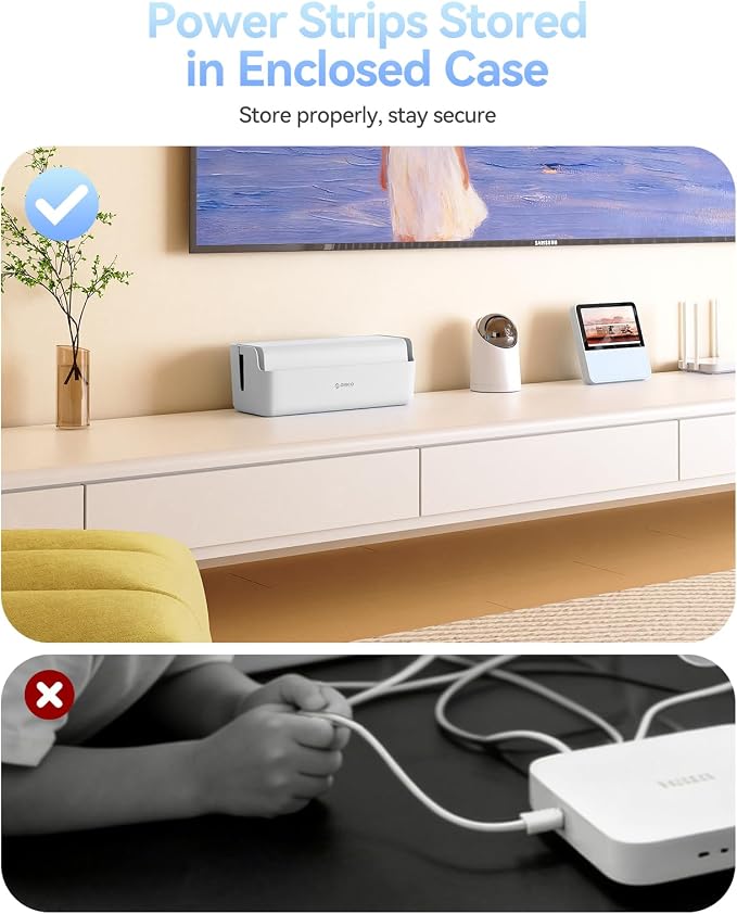 ORICO Cable Management Box, Cord Hider Box to Conceal Power Strips on Desk or Floor, Keeping Cords Tidy and Protected from Damage, Stylish Cable Organizers for Home, Office, School - PB03