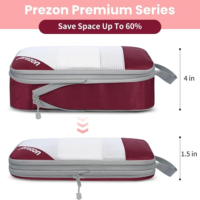 Compression Packing Cubes for Travel, Lightweight Vacation Travel Essentials, Travel Accessories for Suitcase Organizer Bags Set, Durable Luggage Organizer