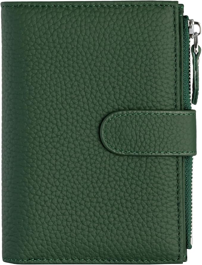 Passport wallet and Card Slot Combo RFID Blocking Slim Leather Travel Passport Wallet for Men and Women with Zippered Coins Pocket Passport holder, Green