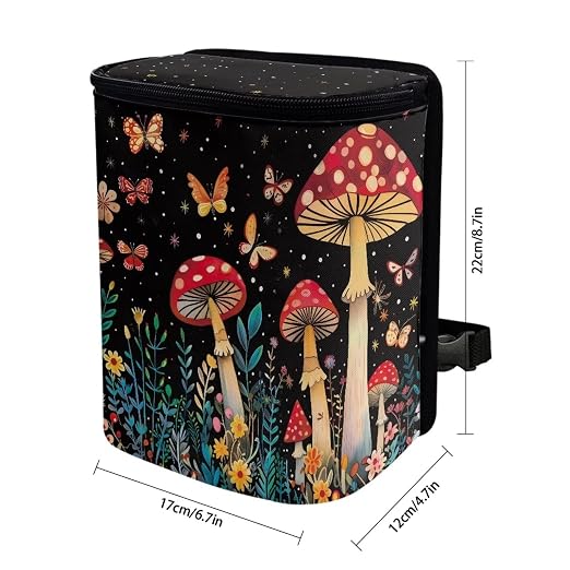 Butterfly Mushroom Car Trash Can with Lid car Accessories Leak Proof Car Trash Bag Hanging Car Garbage Can Multipurpose Storage Container for Back Seat Road Trip