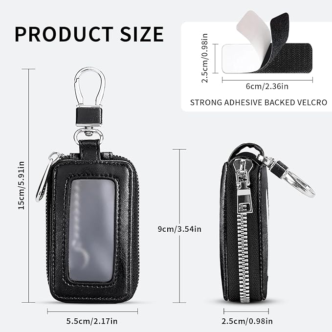 vvag Premium Car Key Fob Case Genuine Leather Car Smart Key fob Holder Car Remote Keychain Bag Universal