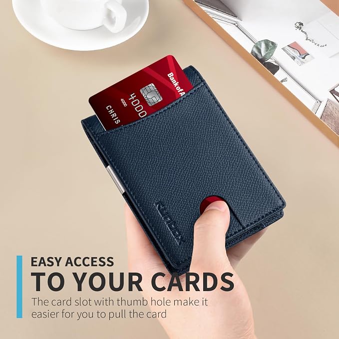 RUNBOX Slim Money Clip Wallets for Men and Teen Boys RFID Blocking 11 Card Holder Minimalist Small Leather Bifold Novelty Men's Wallet Front Pocket Gift Box