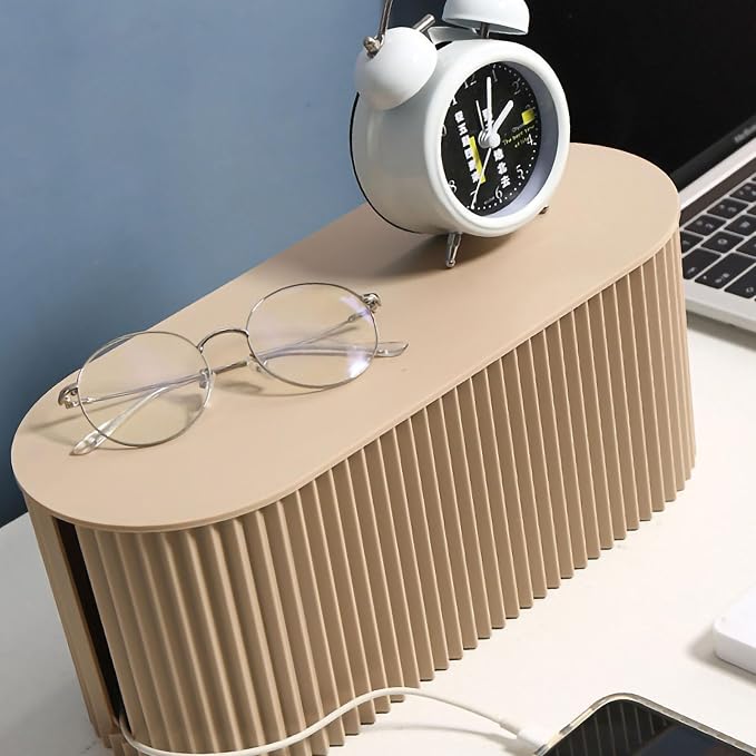 Large Capacity Cable Management Box Anti-Scratch Cable Organizer Desk Gift Box Easy to Clean ABS (Large Size Light Coffee)