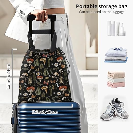 Car Trash Bag Large Hanging Can for Back of Seat, Cute Waterproof Car Garbage Bag for Vehicle, Travelling, Outdoor Cute Boho Mushroom
