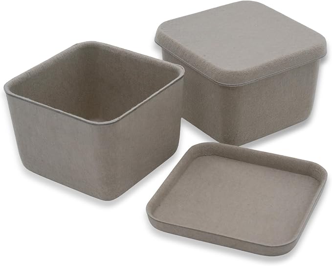 Welaxy 2-piece cubic lidded felt drawer organizer bin desktop stackable storage container with lid decluttering home office for jewelry watch clips binder office supplies (Stone)