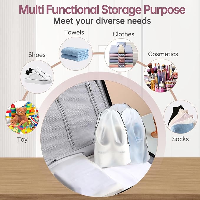 20 Pack Shoe Bags for Travel, 11.8" x 15.7" Waterproof Travel Shoe Bags for Packing, Large Clear Shoe Organizers Pouch with Rope, Portable Drawstring Shoes Storage Bag for Men & Women