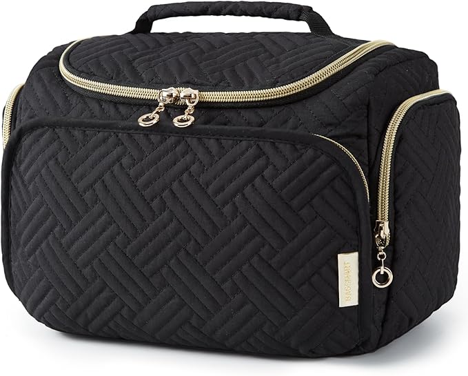 BAGSMART Travel Toiletry Bag for Women, Cosmetic Bag Makeup Bag Organizer with Handle, Travel Bag for Toiletries, Travel Accessories, Full Sized Container