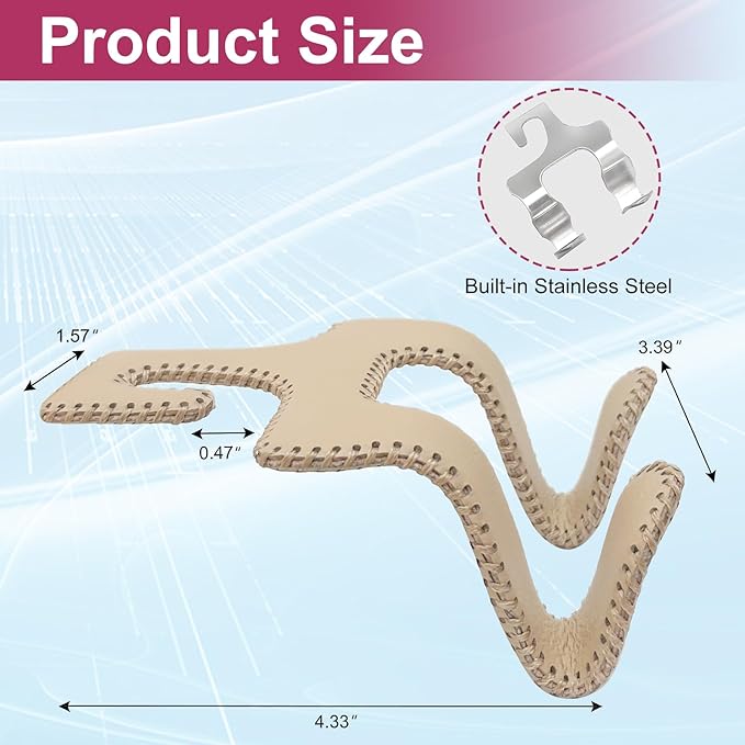 Upgraded Headrest Hooks for Purses and Bags, 2 in 1 Car Back Seat Head Rest Hanger Matching Cars Interior Genuine Leather Vehicle Storage Holder Hook, 1 Pack, Brown
