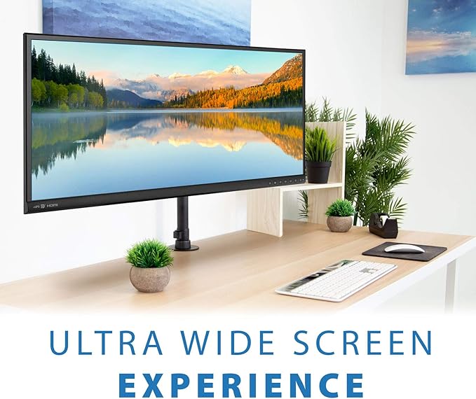 Mount-It! Ultra-Wide Single Monitor Arm Desk Mount, Height Adjustable Pole Stand for 13??2 Inch Screens up to 22 lbs, VESA 75x75 to 200x200, Clamp & Grommet