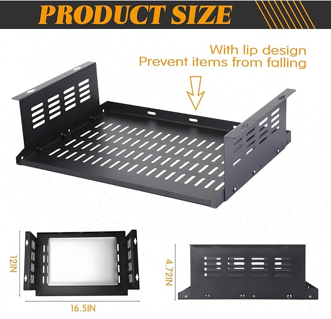 Under Desk Computer Mount for Small Form Factor SFF Computers and Pcs, Using Space 16.7" x H 4.75" x D 12" Mount Shelf Organizer for Office Home Workstation Gaming Stand up Desk