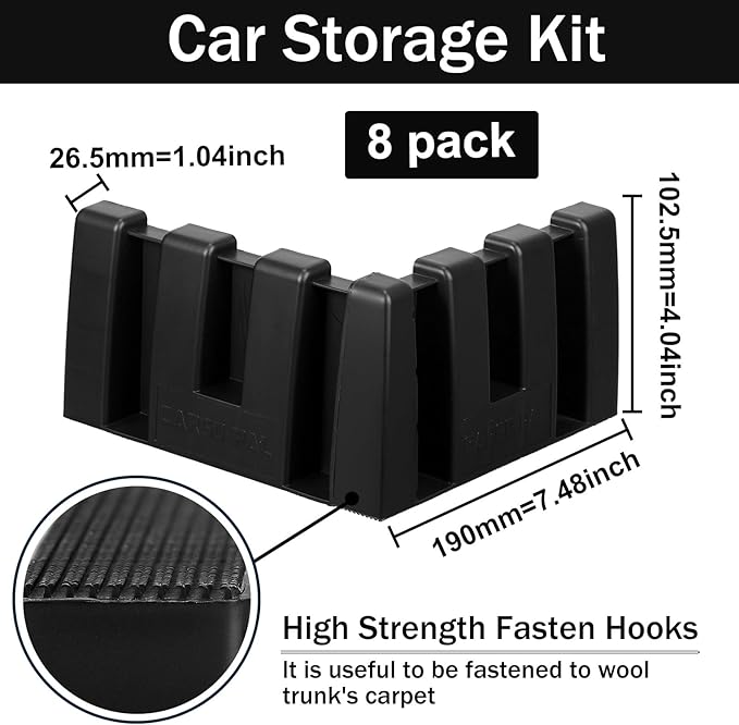 8 Pack Car Trunk Organizer Blocks for Back of SUV Multipurpose Car Storage Organizer Blocks Trunk Divider Available to Wool Carpet for Truck SUV Van Cargo