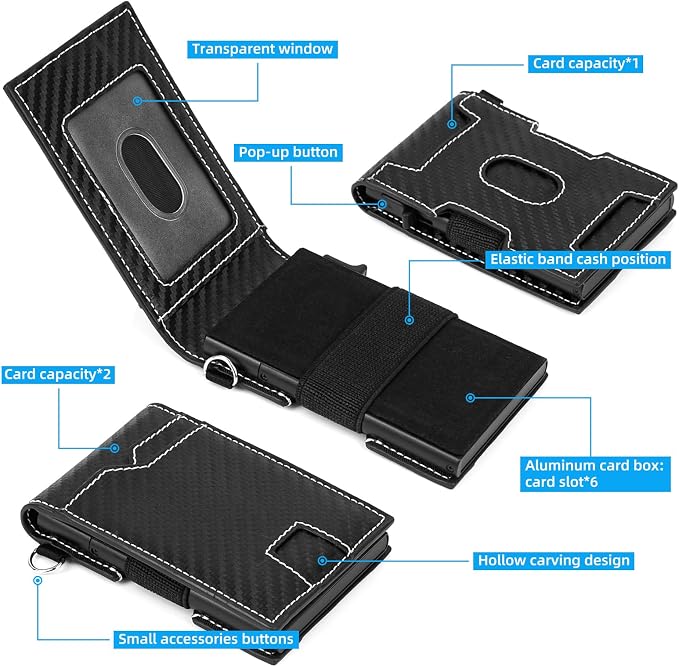Mens Wallet Slim - Personalized Wallet for Men Rfid Blocking Smart Wallet with Engraved Accessory & AirTag Leather Sheath, Minimalist Credit/ID Cards Passport Holder Wallet