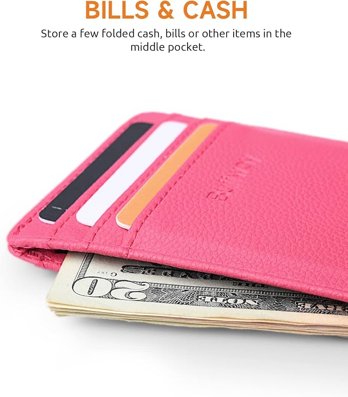 Buffway Mens Slim Wallet, Minimalist Thin Front Pocket Leather Credit Card Holder with RFID Blocking for Work Travel | Minimalist, Thin, Front Pocket, Credit Card Holder, RFID Blocking, for Work Travel