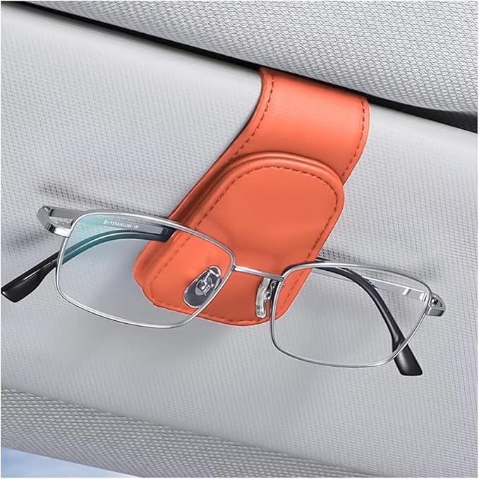 AICEL Sunglasses Holders for Car Sun Visor, Leather Eyeglasses Hanger Mounter, Magnetic Glasses Holder and Ticket Card Clip, Auto Interior Accessories Universal for SUV Pickup Truck