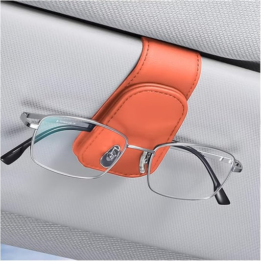 AICEL Sunglasses Holders for Car Sun Visor, Leather Eyeglasses Hanger Mounter, Magnetic Glasses Holder and Ticket Card Clip, Auto Interior Accessories Universal for SUV Pickup Truck