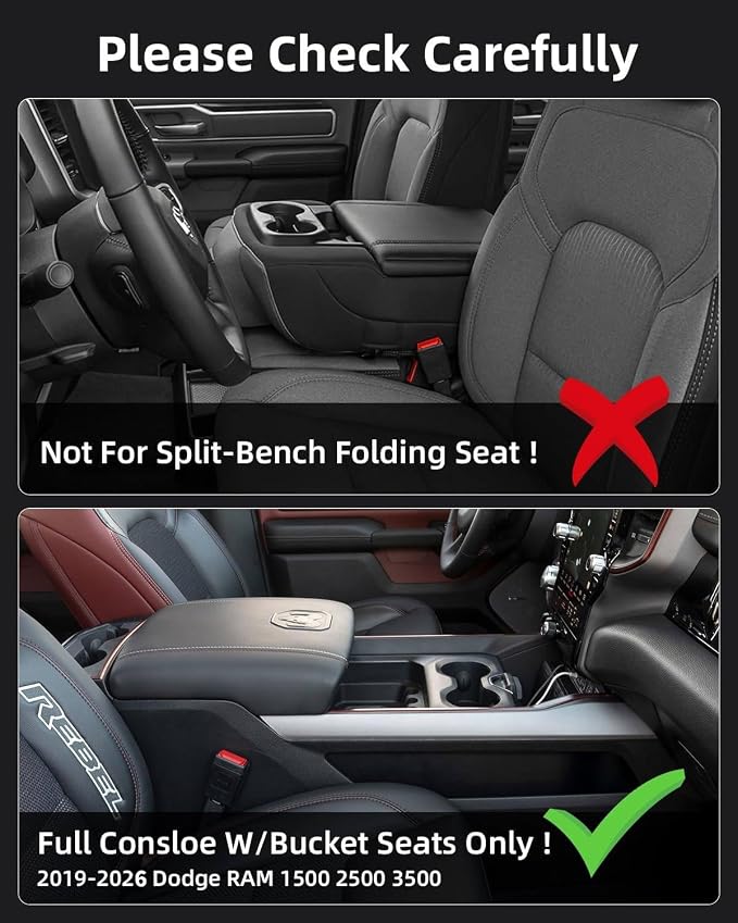 Center Console Organizer for 5th Gen 2026 2025-2019 Ram 1500 2500 3500(Full Console w/Bucket Seats Only), ABS Storage Box, Middle Console Tray Organizer, Insert Container Pallet-Black