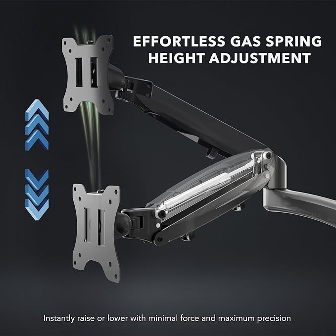 Mount-It! Triple Monitor Mount, 3 Monitor Desk Mount with Gas Spring Arms, Fits 13??2 Inch Screens up to 17.6 lbs per Arm, VESA 75 & 100, Clamp or Grommet Base, USB-A & C Ports, Black