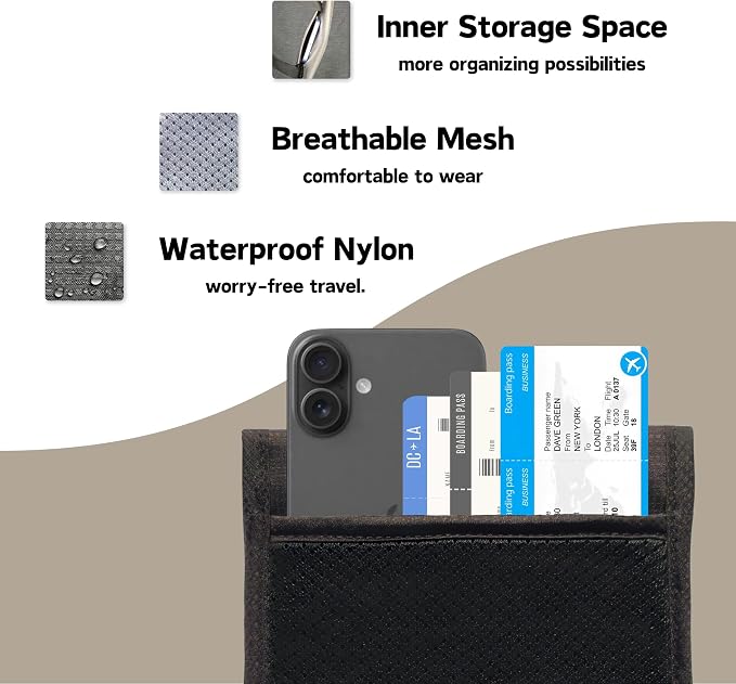 Travel Pouch Anti-Theft Neck Wallet, RFID Blocking Passport Holder, Travel Wallet, Water-Resistant Lightweight Organizer for Cruise Travel, Men Women Family (Light Gray)