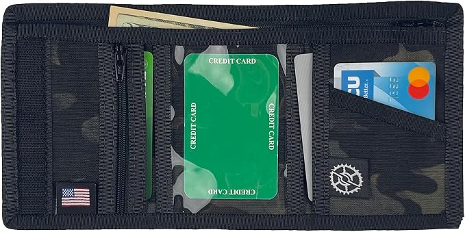 Sprocket Nylon Trifold Wallet with Zippered Coin Pocket & ID Window (MultiCam Black Camo)