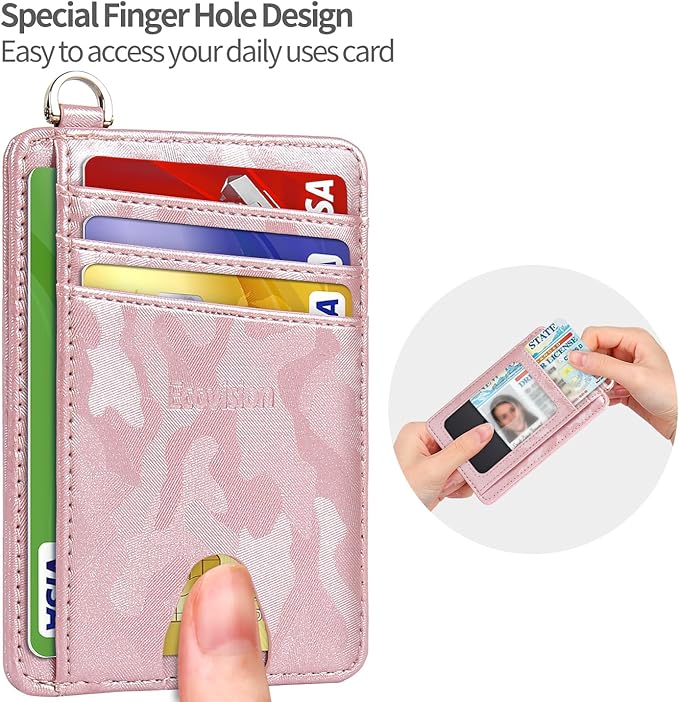 EcoVision Slim Minimalist Front Pocket Wallet, RFID Blocking Credit Card Holder Wallet with Detachable D-Shackle for Men Women