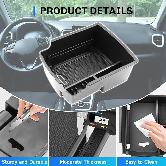 SXCY for 2025 2026 Hyundai Venue Center Console Organizer for 2020-2024 2025 2026 Hyundai Venue Accessories for 2025 2026 Hyundai Venue Console Organizer Armrest Console Tray