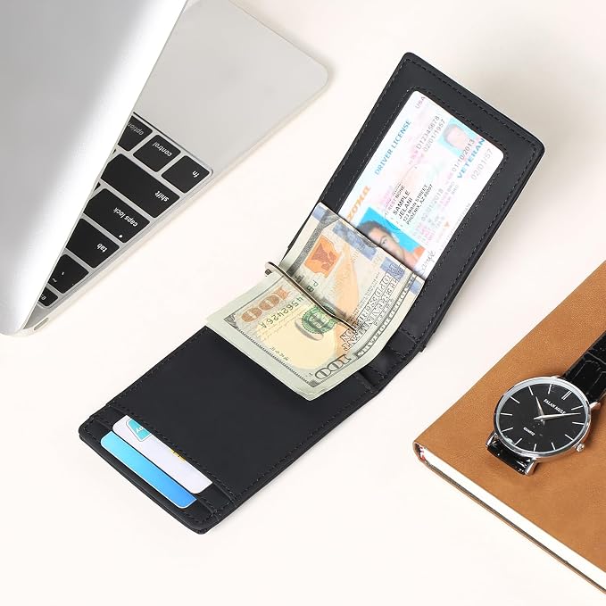 FALAN MULE Wallets for Men RFID Blocking Genuine Leather Bifold Minimalist Front Pocket Mens Wallet