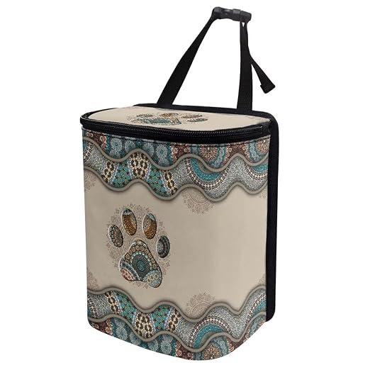 Talayituse Boho Paws Print Car Trash Can with Lid, Leak Proof Auto Trash Bag Hanging Vehicle Garbage Can Multipurpose Storage Container for Back Seat Road Trip