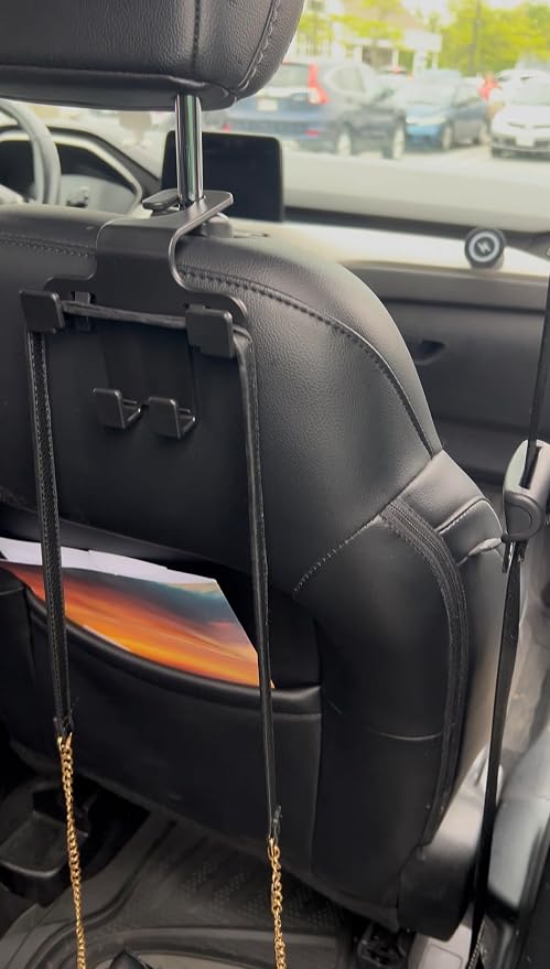 Foldable Car Seat Headrest Hooks 2-Pack – Hidden Design 360° Rotating Organizer for Bags, Groceries & Purses – Heavy Duty ABS Car Back Seat Hanger