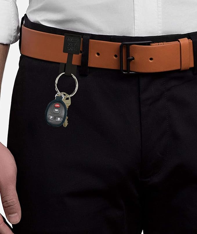 Lucky Line Key Safe Belt Key Ring Holder Slip On, Black Powder Coat, 1/Pk (47701)
