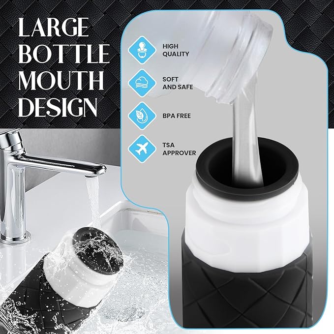 Silevoler Travel Bottles for Toiletries, TSA Approved Silicone Travel Size Containers for Toiletries, BPA Free Leak Proof Refillable Essentials Accessories, Shampoo and Conditioner Bottles (Gray)