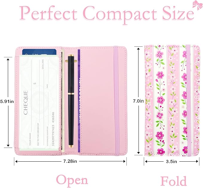 Letter Checkbook Cover, RFID Blocking Checkbook, Stylish, Lightweight, Slim Durable, Multi-Functional Checkbook Holder for Personal and Business Checks (Floral 2)