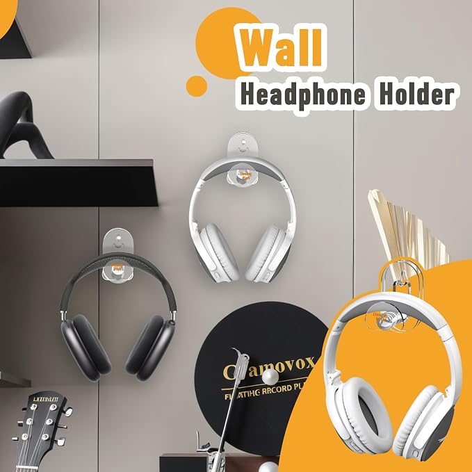 Acrylic Headphone Wall Mount Holder for Most Over-Ear Headphones, Clear Headphone Hanger for Wall Universal Headset Hook Gaming Headset Holder