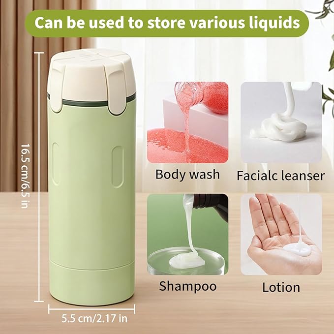 4 in 1 Travel Dispenser Bottles, 2026 New Refillable Travel Toiletries Bottle Set, Leak Proof Portable Size Containers for Shampoo Lotion Conditioner Cream (White)