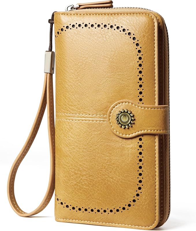 TFKGS Wallet for Women RFID Blocking Leather Large Capacity Card Holder Ladies Phone Clutch Travel Long Purse Wristlet | RFID Blocking, Leather, Large Capacity, Ladies, Travel